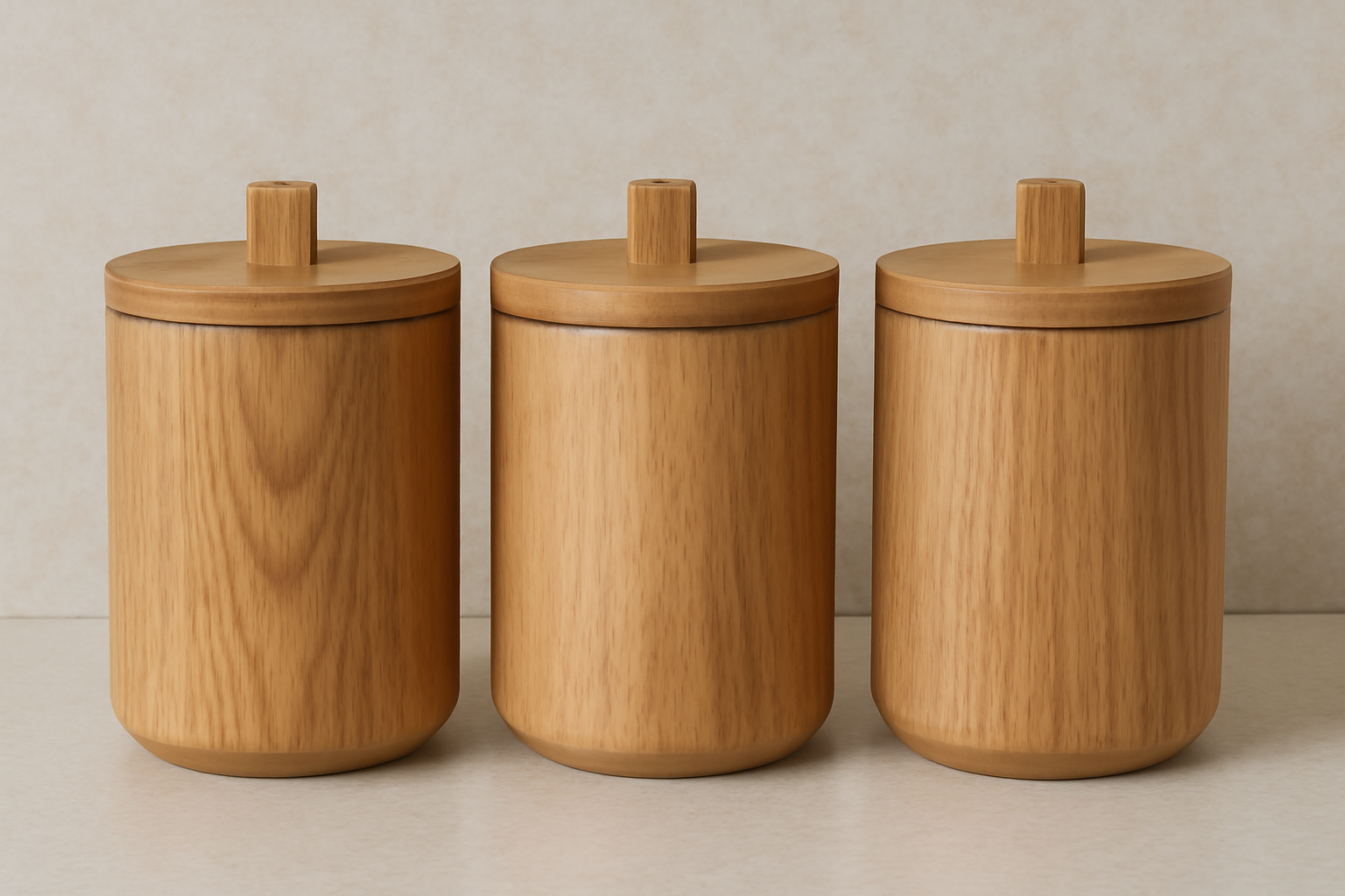 Stylish Wooden Storage Jars (Set of 3)