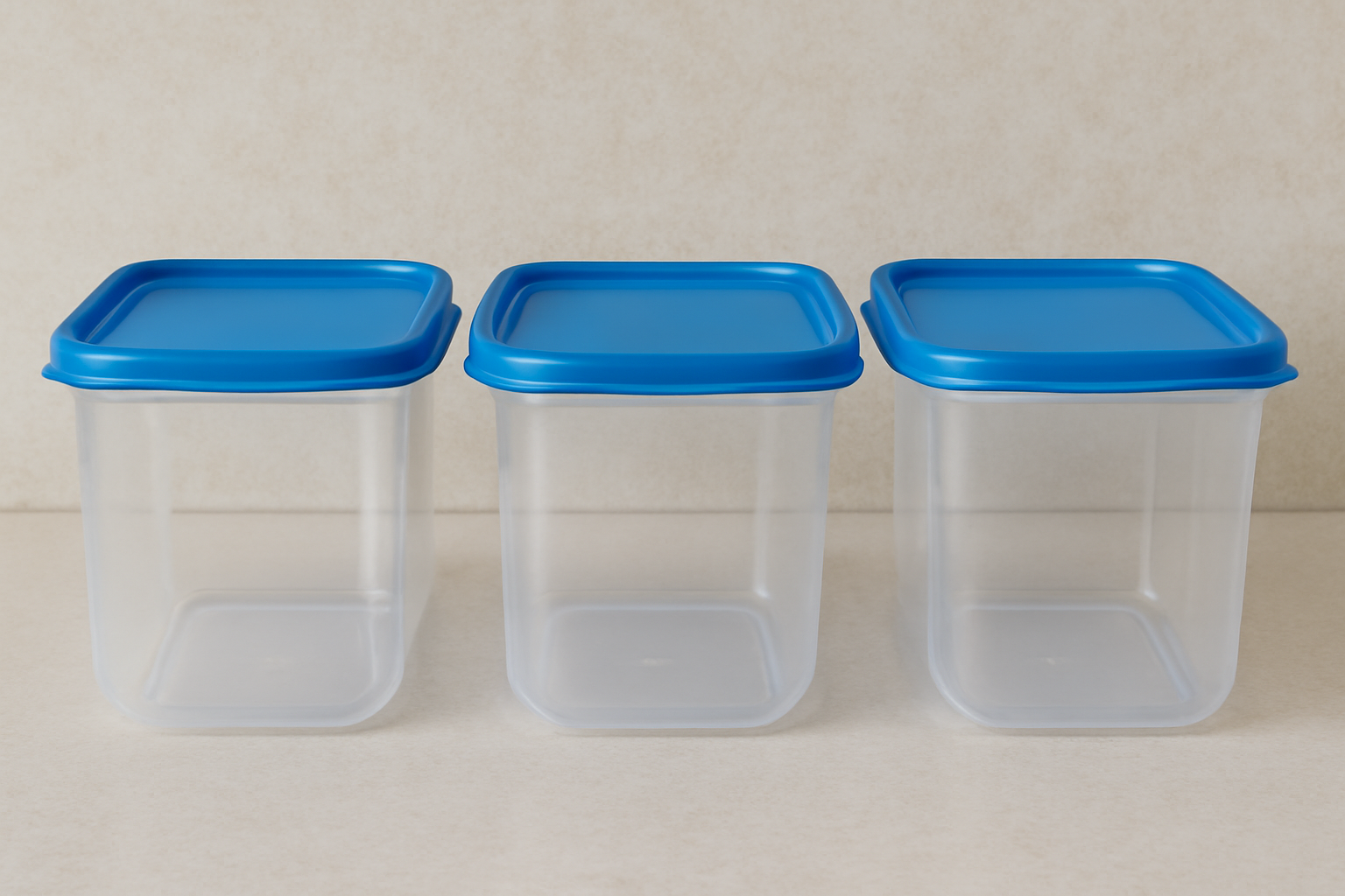 Stackable Food Storage Container Set with Blue Lids