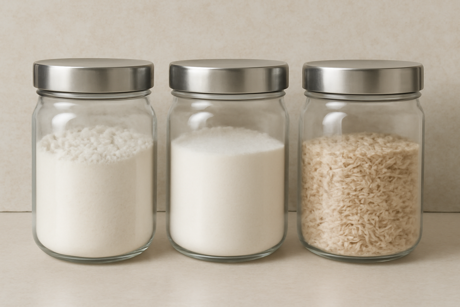 Glass Storage Jars with Stainless Steel Lids (Set of 3)