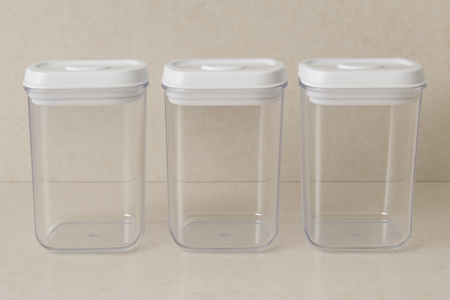 Clear Plastic Storage Containers with White Lids (Set of 3)